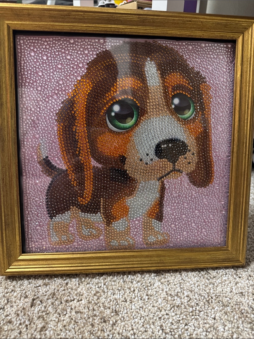 Cute Basset Hound Diamond Art Wall Decor - Pink